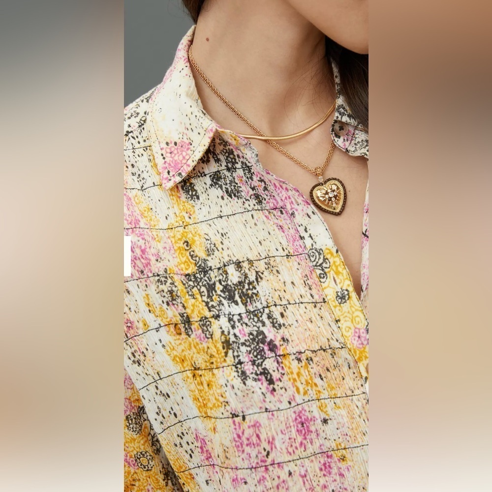 Pilcro | Anthropologie Smocked Buttondown Boho Blouse Women’s Size XXSP - Picture 4 of 12